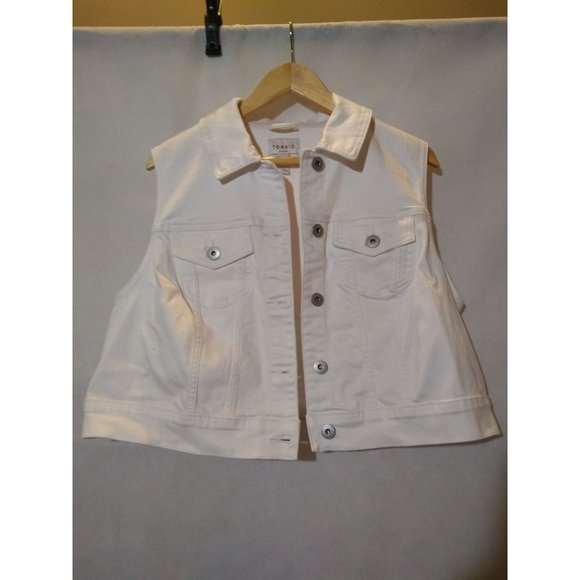 Torrid Women's White Sleeveless Cotton Blend Button-Down Crop Top Size 2 - Picture 1 of 6